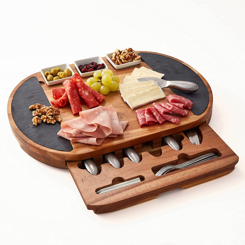 Real Life Living Premium Large Charcuterie Board Gift Set. Acacia Wood